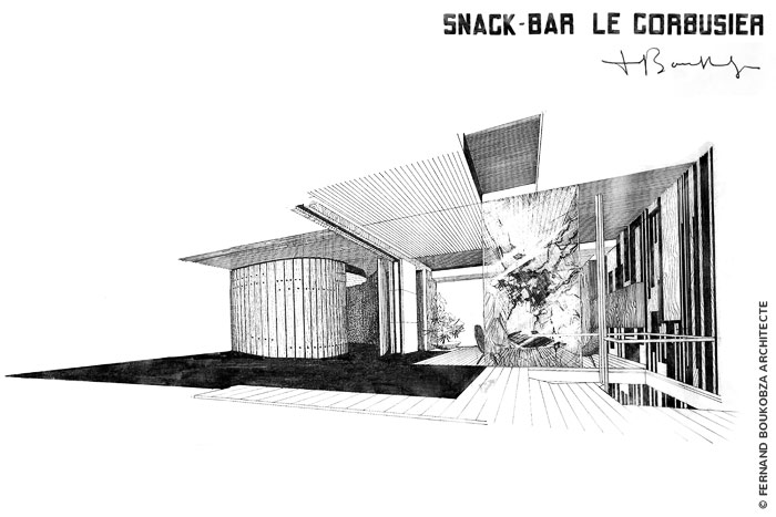 croquis amenagement restaurant le corbusier marseille