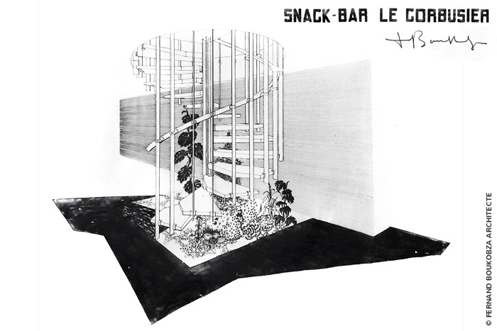 croquis amenagement restaurant le corbusier marseille